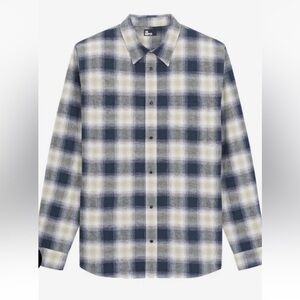 The Kooples Men's Sz Medium Green Plaid Long Sleeve Button Down Linen T-Shirt